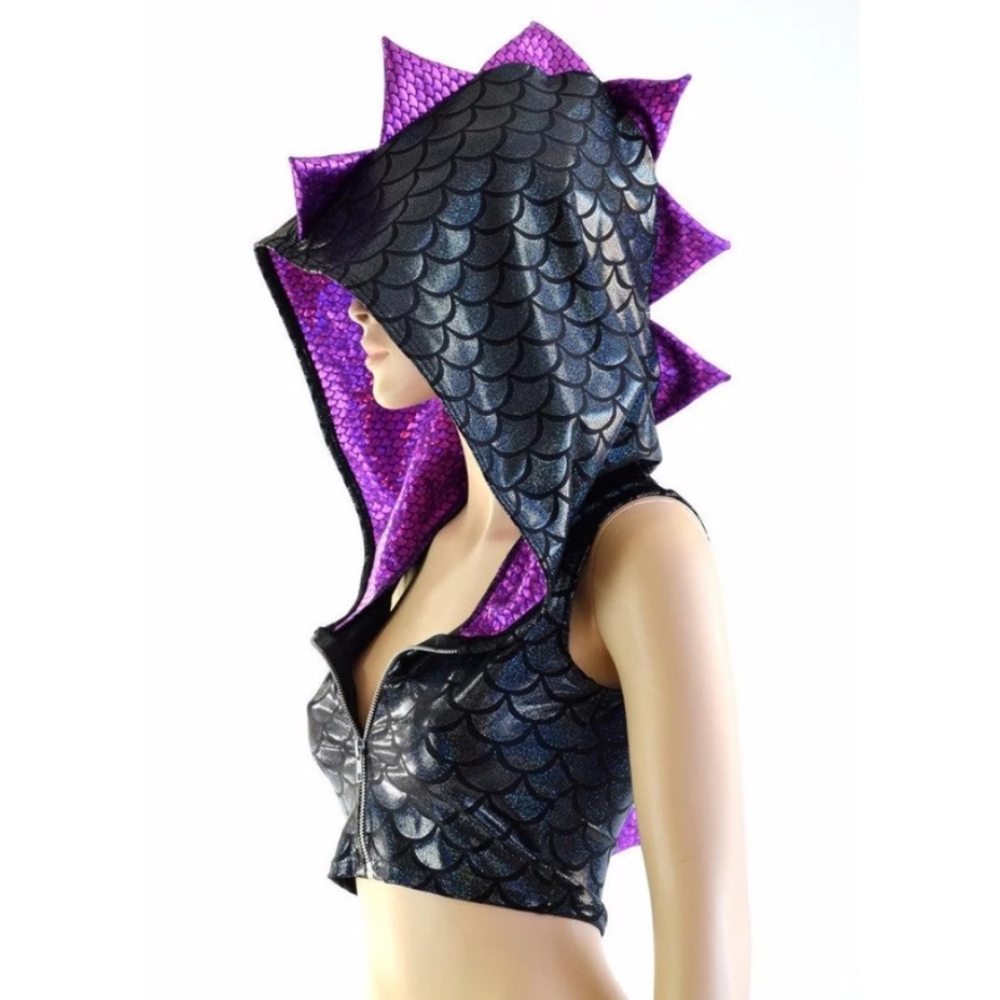 3/4 sleeve zip up dragon crop top